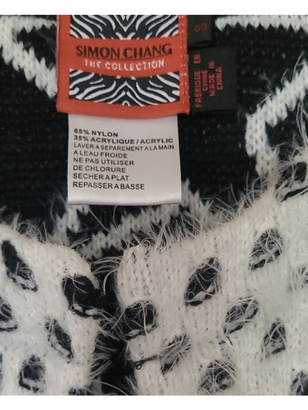 Simon Chang Black & White Star Textured Mid-Length Cardigan S - Picture 2 of 10